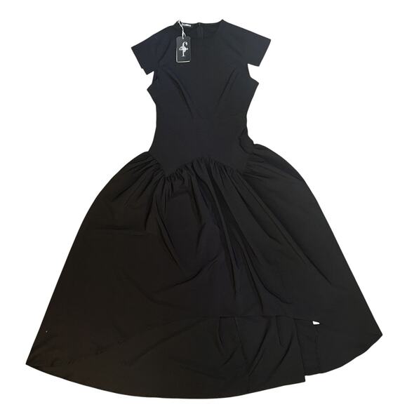 NWT Flamingo High Low Ruffle Hem Black Maxi Dress Small - Picture 1 of 8